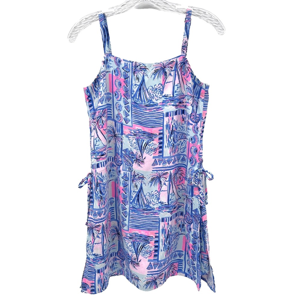LILLY PULITZER Women's Size 0 Sahar Romper in Whisper Blue Yeah Buoy Adjustable